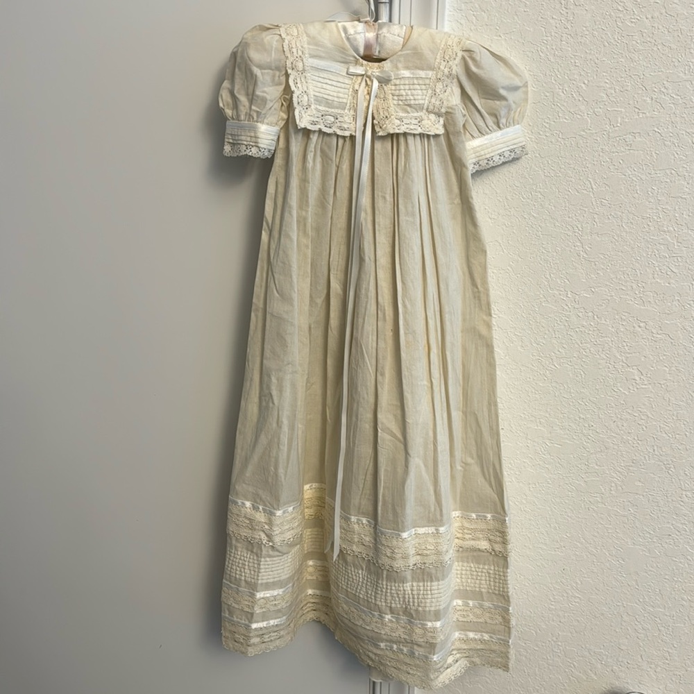 Little Things Mean A Lot 30″ Ivory-christening Baptism Gown w/detachable slip